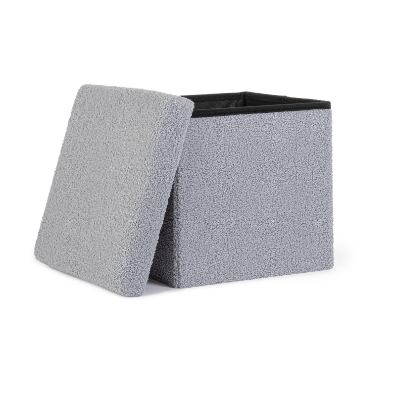 Complementi d arredo Pouf Contenitore Con Struttura In Mdf Joris Qu E Rivestimento Con Effetto Boucle Grigio