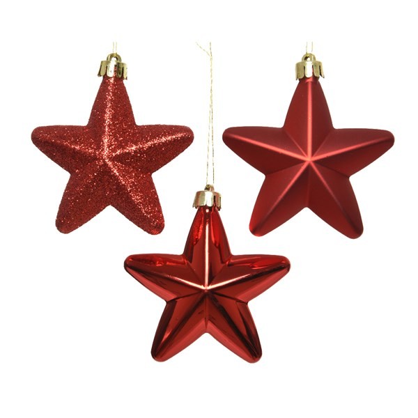 Decori per albero Decoris box 6 stelle rosse 027862