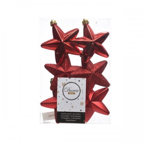 Decori per albero Decoris box 6 stelle rosse 027862