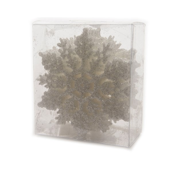 Decori per albero Decoris box da 12 fiocchi di neve natale bianchi 514966