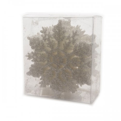Decori per albero Decoris box da 12 fiocchi di neve natale bianchi 514966