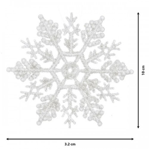 Decori per albero Decoris box da 12 fiocchi di neve natale bianchi 514966