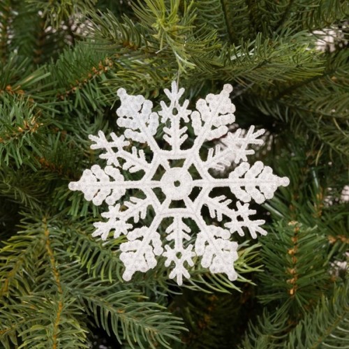Decori per albero Decoris box da 12 fiocchi di neve natale bianchi 514966