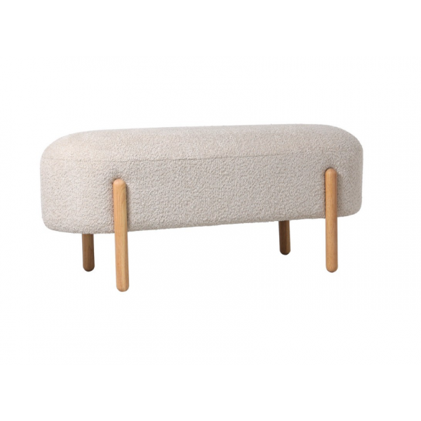 Panche Panca Linea Dayla Naturale Con Base in Legno di Caucciù E Rivestimento In Tessuto Loopback