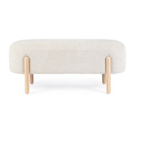Panche Panca Linea Dayla Naturale Con Base in Legno di Caucciù E Rivestimento In Tessuto Loopback