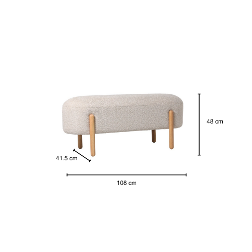 Panche Panca Linea Dayla Naturale Con Base in Legno di Caucciù E Rivestimento In Tessuto Loopback
