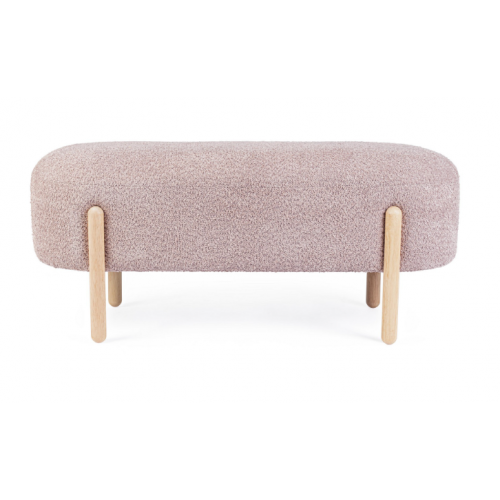 Panche Panca Linea Dayla Rosa Antico Con Base in Legno di Caucciù E Rivestimento In Tessuto Loopback