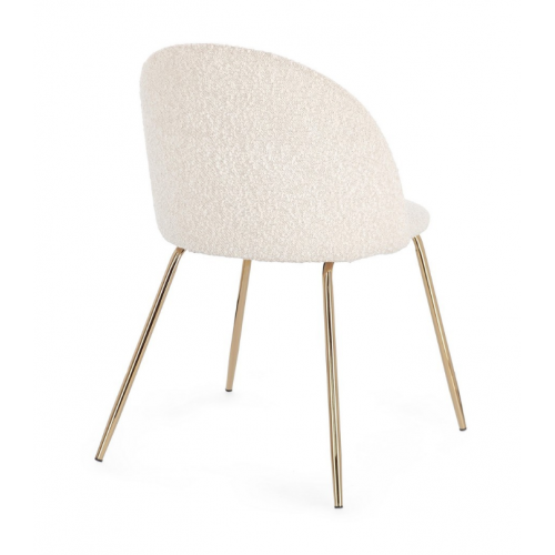 Sedie Sedia Tanya Oro Avorio Effetto Bouclè Con Gambe In Acciaio