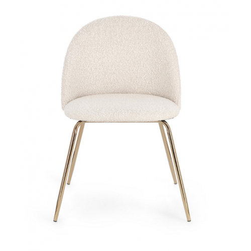 Sedie Sedia Tanya Oro Avorio Effetto Bouclè Con Gambe In Acciaio