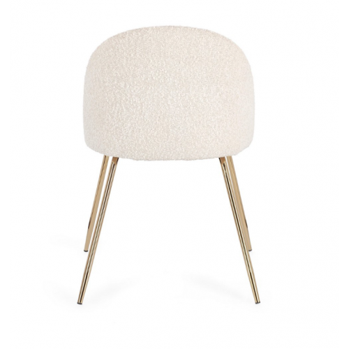 Sedie Sedia Tanya Oro Avorio Effetto Bouclè Con Gambe In Acciaio