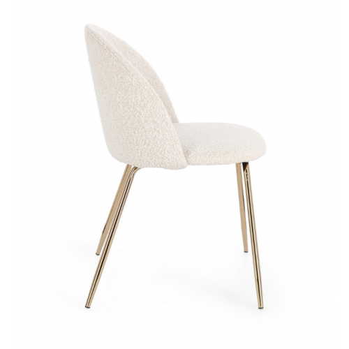 Sedie Sedia Tanya Oro Avorio Effetto Bouclè Con Gambe In Acciaio