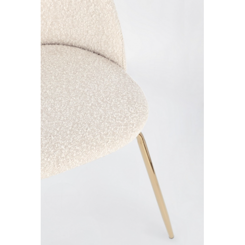 Sedie Sedia Tanya Oro Avorio Effetto Bouclè Con Gambe In Acciaio