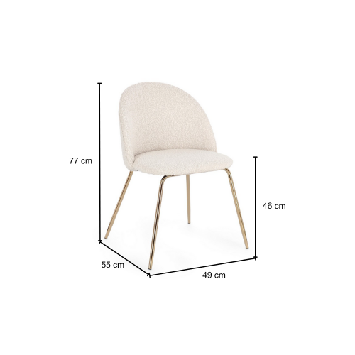 Sedie Sedia Tanya Oro Avorio Effetto Bouclè Con Gambe In Acciaio
