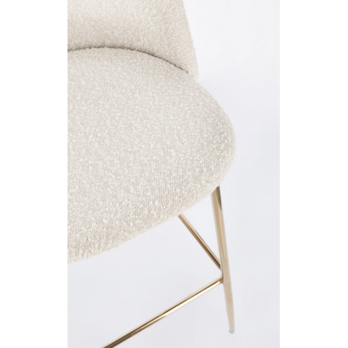 Sedie Sgabello Bar Linea Carry in Poliestere Effetto Bouclè Avorio con Gambe in Acciaio Dorato