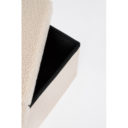 Complementi d'arredo Pouf Contenitore Rettangolare Linea Joris Con Struttura In Mdf e Rivestimento Con Effetto Bouclè Beige