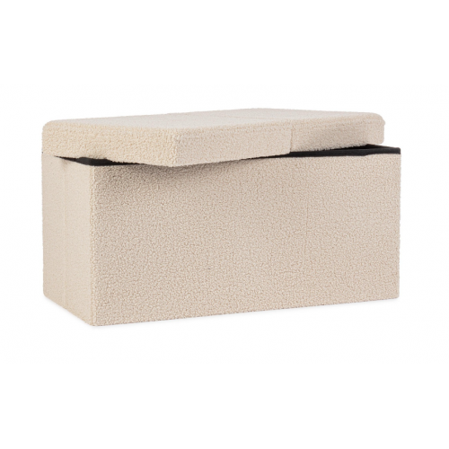 Complementi d'arredo Pouf Contenitore Rettangolare Linea Joris Con Struttura In Mdf e Rivestimento Con Effetto Bouclè Beige
