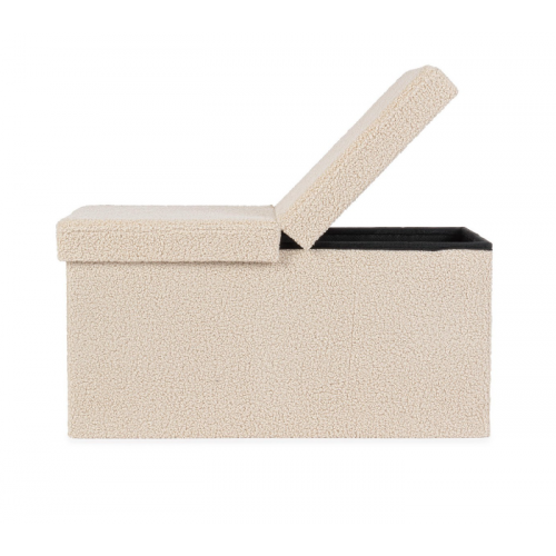 Complementi d'arredo Pouf Contenitore Rettangolare Linea Joris Con Struttura In Mdf e Rivestimento Con Effetto Bouclè Beige