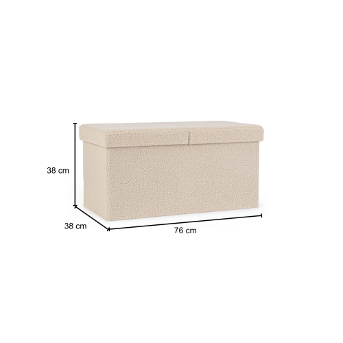 Complementi d'arredo Pouf Contenitore Rettangolare Linea Joris Con Struttura In Mdf e Rivestimento Con Effetto Bouclè Beige