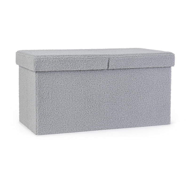 Complementi d'arredo Pouf Contenitore Rettangolare Linea Joris Con Struttura In Mdf e Rivestimento Con Effetto Bouclè Grigio