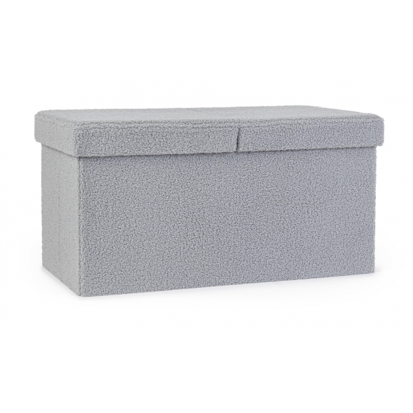 Complementi d'arredo Pouf Contenitore Rettangolare Linea Joris Con Struttura In Mdf e Rivestimento Con Effetto Bouclè Grigio