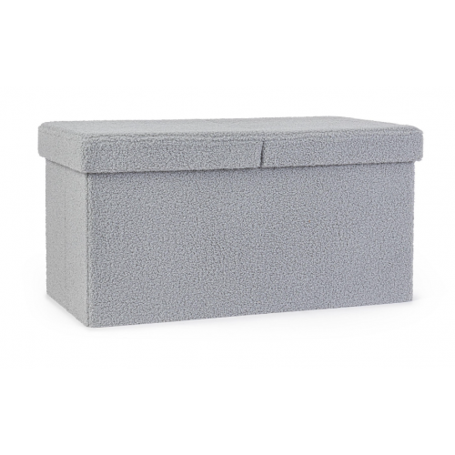 Complementi d'arredo Pouf Contenitore Rettangolare Linea Joris Con Struttura In Mdf e Rivestimento Con Effetto Bouclè Grigio