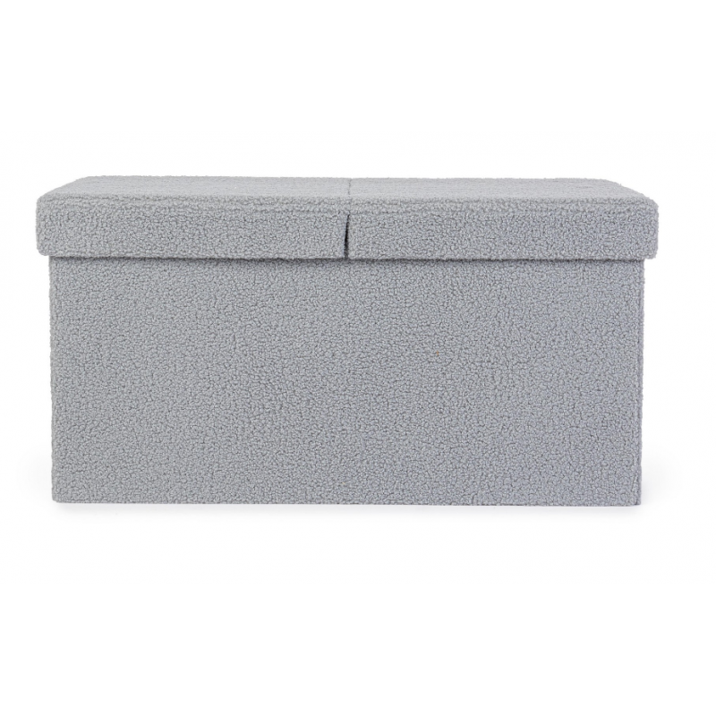 Complementi d'arredo Pouf Contenitore Rettangolare Linea Joris Con Struttura In Mdf e Rivestimento Con Effetto Bouclè Grigio