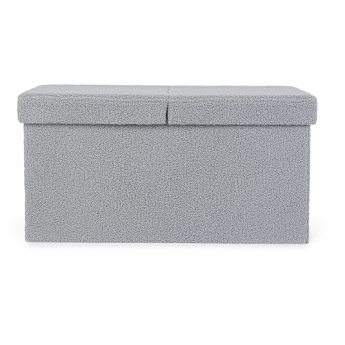 Complementi d'arredo Pouf Contenitore Rettangolare Linea Joris Con Struttura In Mdf e Rivestimento Con Effetto Bouclè Grigio