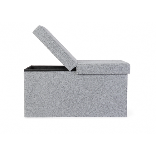 Complementi d'arredo Pouf Contenitore Rettangolare Linea Joris Con Struttura In Mdf e Rivestimento Con Effetto Bouclè Grigio