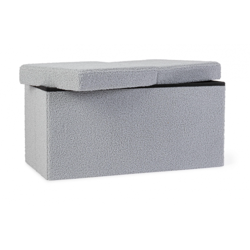 Complementi d'arredo Pouf Contenitore Rettangolare Linea Joris Con Struttura In Mdf e Rivestimento Con Effetto Bouclè Grigio