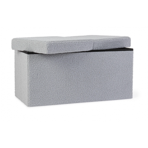 Complementi d'arredo Pouf Contenitore Rettangolare Linea Joris Con Struttura In Mdf e Rivestimento Con Effetto Bouclè Grigio