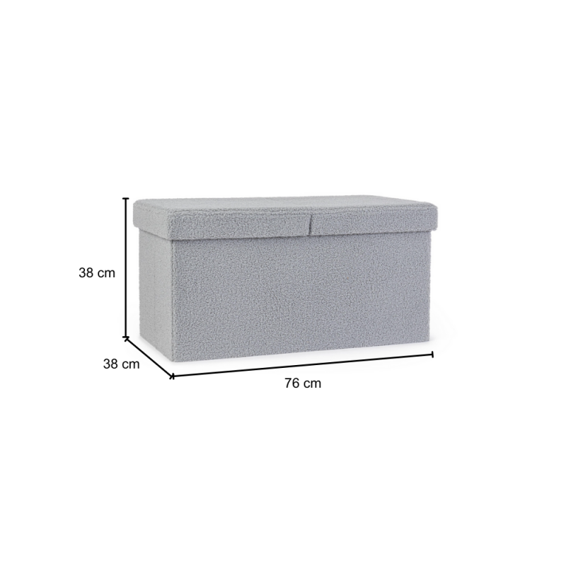 Complementi d'arredo Pouf Contenitore Rettangolare Linea Joris Con Struttura In Mdf e Rivestimento Con Effetto Bouclè Grigio