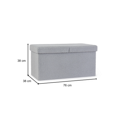 Complementi d'arredo Pouf Contenitore Rettangolare Linea Joris Con Struttura In Mdf e Rivestimento Con Effetto Bouclè Grigio