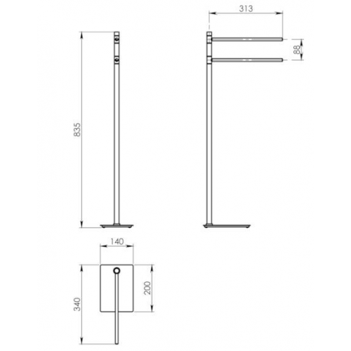 Piantane portasciugamani Piantana Porta Asciugamani Linea Trilly Finitura Oro Spazzolato Con 2 Bracci H 83,5 cm