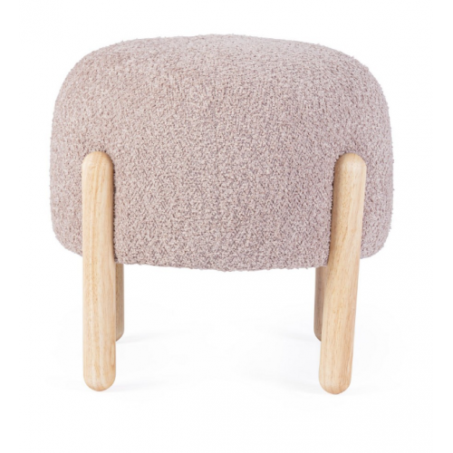 Sedie Sgabello Linea Dayla in Poliestere Effetto Bouclè Rosa Antico con Gambe in Legno Rubber Wood