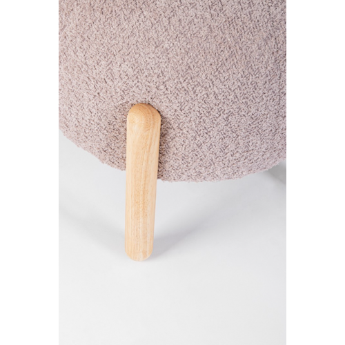 Sedie Sgabello Linea Dayla in Poliestere Effetto Bouclè Rosa Antico con Gambe in Legno Rubber Wood