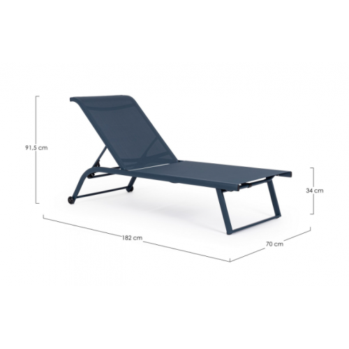 Lettini da esterno Lettino con Ruote Linea Taylor in Alluminio e Textilene Blu Navy con Schienale Reclinabile in 4 Posizioni
