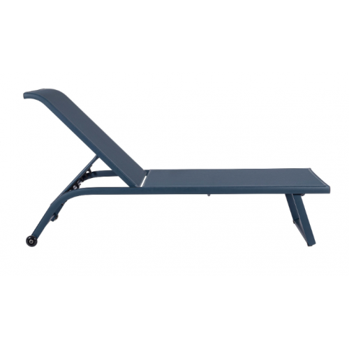 Lettini da esterno Lettino con Ruote Linea Taylor in Alluminio e Textilene Blu Navy con Schienale Reclinabile in 4 Posizioni