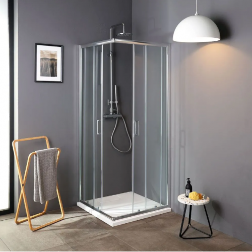 Arredo bagno Box Doccia Luna 80x80 cm in Cristallo Trasparente da 4mm Con Chiusura Calamitata