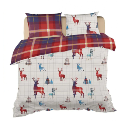 Biancheria Parure Copripiumino Matrimoniale Infinity Alpino 255x200 cm 100% Cotone  Completo di Sacco e Federe