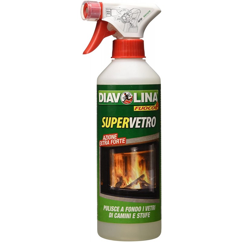 Combustibili Diavolina supervetro spray detergente per i vetri di stufe e camini 500ml Combustibili Diavolina supervetro spray detergente per i vetri di stufe e camini 500ml