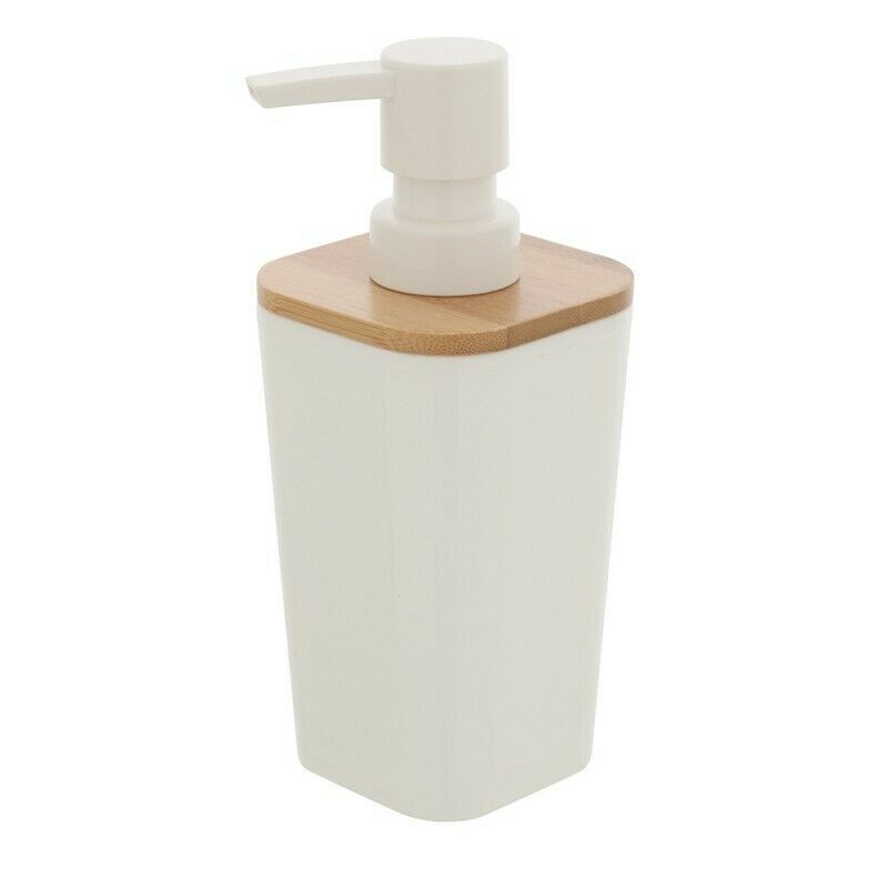 Dispenser sapone Dispenser da appoggio in plastica bambu bianco 17hx7,3x7,3 cm 350 ml 006401
