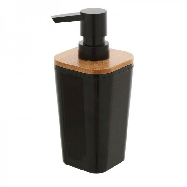 Dispenser sapone Dispenser da appoggio in plastica bambu nero 17hx7,3x7,3 cm 350 ml 006405