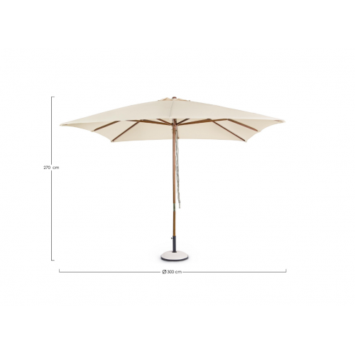 Ombrelloni Ombrellone Syros 3x3 mt Con Struttura In Legno Color Naturale E Telo In Poliestere