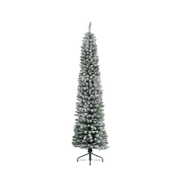 Alberi di Natale Everlands Albero di Natale Pino Pencil Innevato 240cm, Diametro 70 cm, Apertura a Ombrello, 12 Anni Di Garanzia