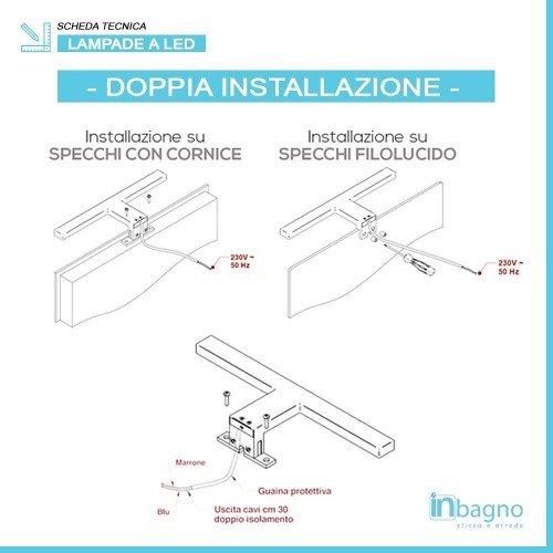Accessori bagno Feridras applique led per specchio 30 cm cromato 821001