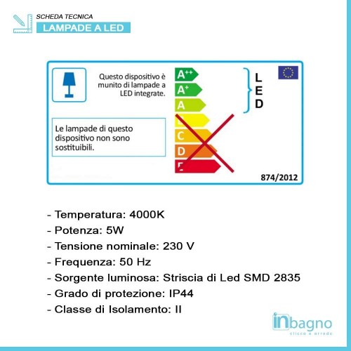 Accessori bagno Feridras applique led per specchio 30 cm cromato 821001