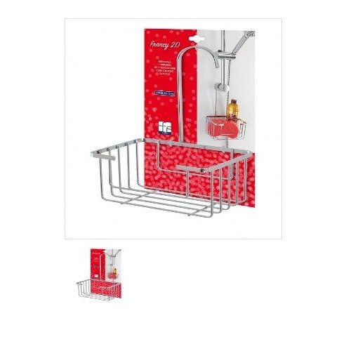 Mensole doccia Feridras mensola 1 ripiano rettangolare acciaio 18x28x12 cm gancio doccia 160049