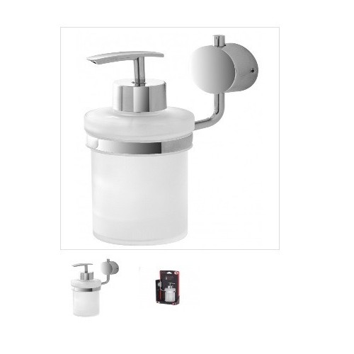 Dispenser sapone Feridras porta dispenser plaza cromato/vetro satinato adesivo/viti 015007