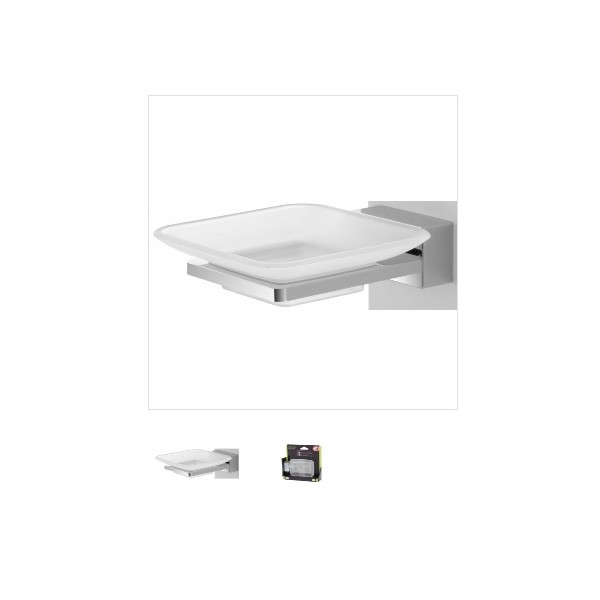 Arredo Bagno Feridras porta sapone velvet cromato/vetro satinato adesivo/viti 015104