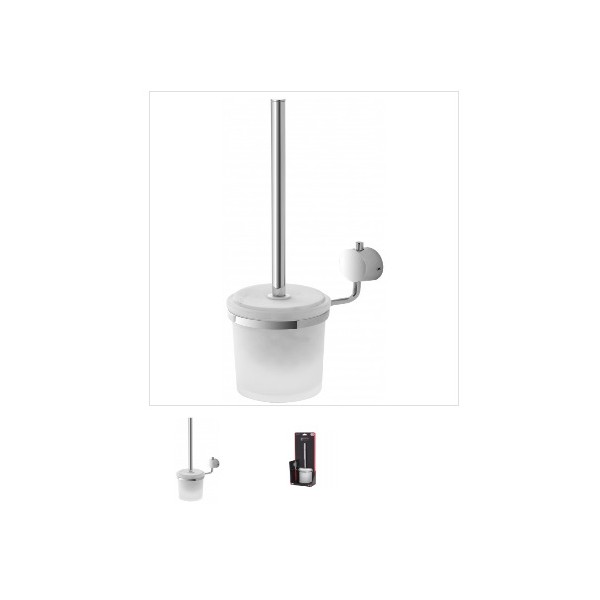 Scopini e portascopini Feridras porta scopino acciaio cromato/vetro satinato adesivo/viti 015006